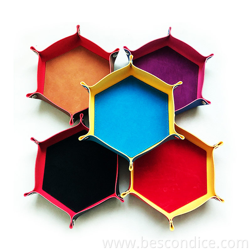 Leatherette Hexagon Foldable Dice Holder 2 Leatherette Hexagon Foldable Dice Holder 2